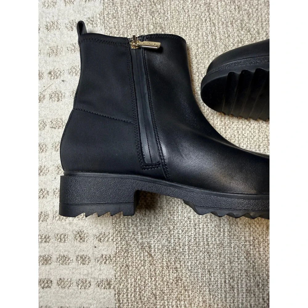 Blondo Cammie Black Leather Waterproof Ankle Boots Lug Sole Womens 6.5M